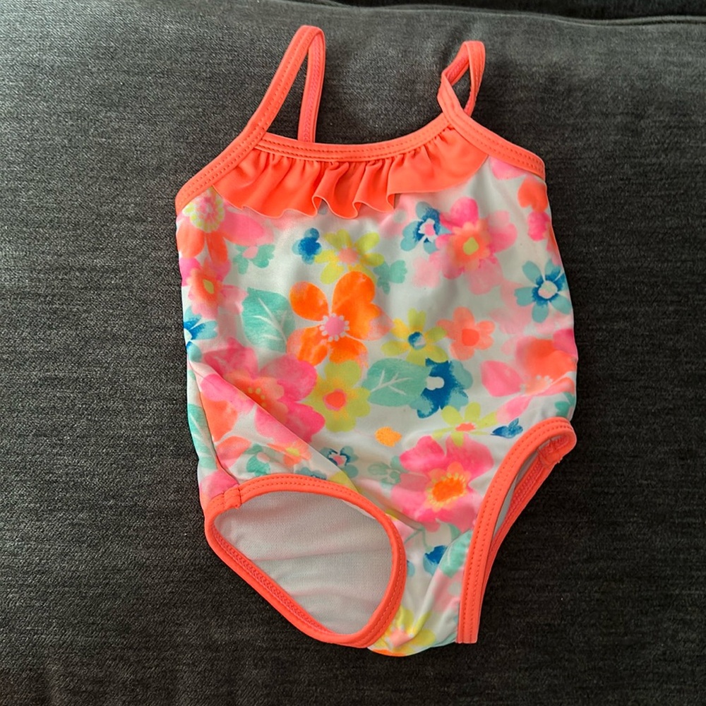 Wonder nation orange baby girl bathing suit, swim suit size 0-3 months